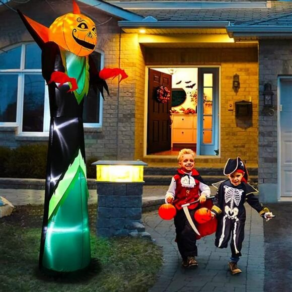 12 FT Halloween Inflatables Outdoor Decorations, Inflatable Pumpkin Reaper with - Picture 1 of 6